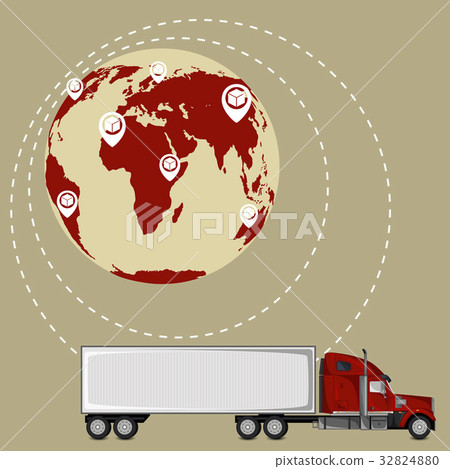 Global network of commercial road cargo trucking 32824880