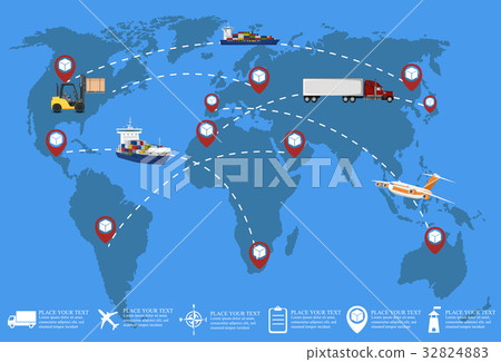 Global network of commercial cargo transportation 32824883