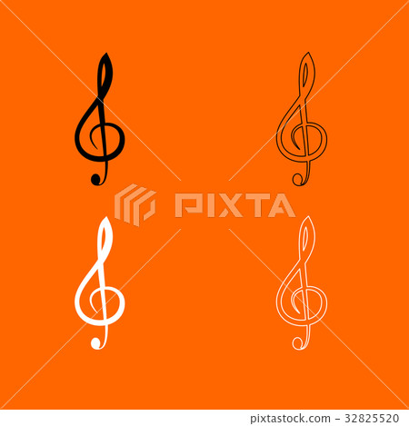 Treble clef black and white set icon . Treble clef black and white set icon . 32825520