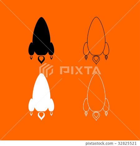 Rocket black and white set icon . Rocket black and white set icon . 32825521