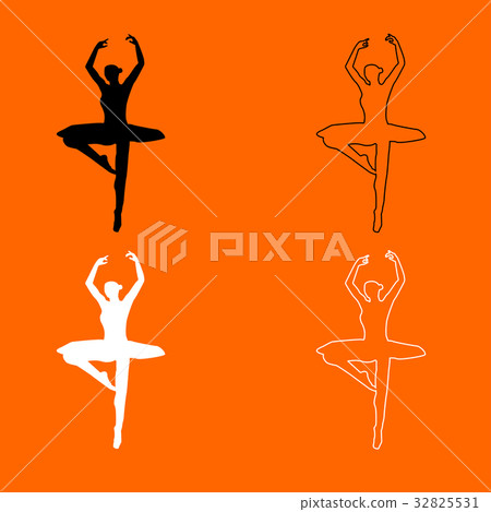 Ballet dancer black and white set icon . - Stock Illustration [32825531 ...