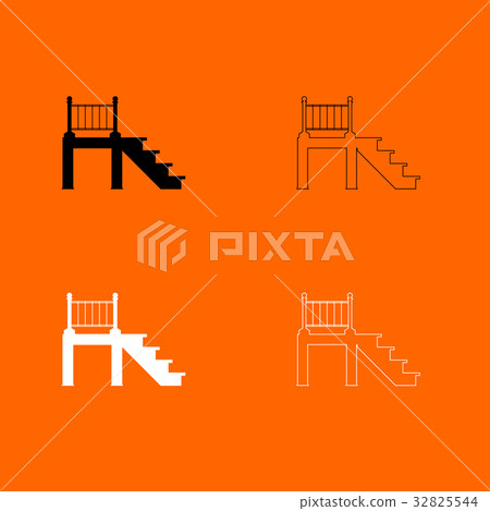 Porch  black and white set icon . 32825544