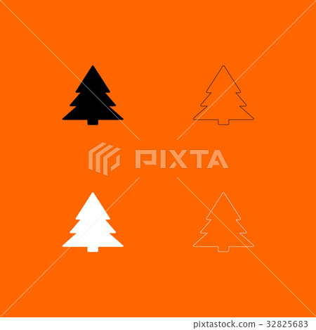 Christmas tree black and white set icon . - Stock Illustration ...
