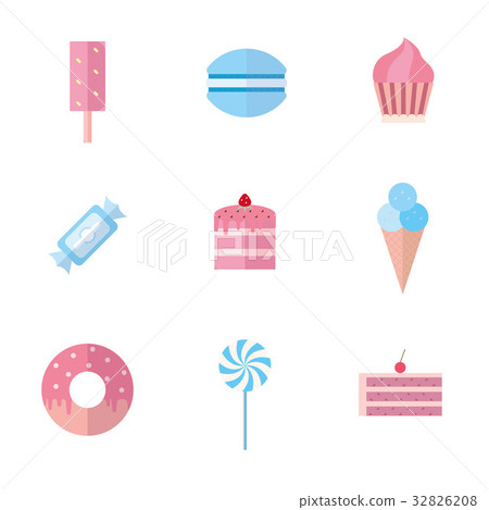 Set of sweet food icons flat style. 32826208