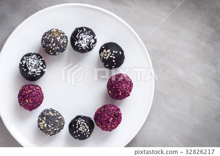 Fitness energy bites, raw chocolate truffles Fitness energy bites, raw chocolate truffles 32826217