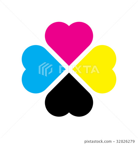 Four leaf clover in CMYK colors. Printer theme 32826279