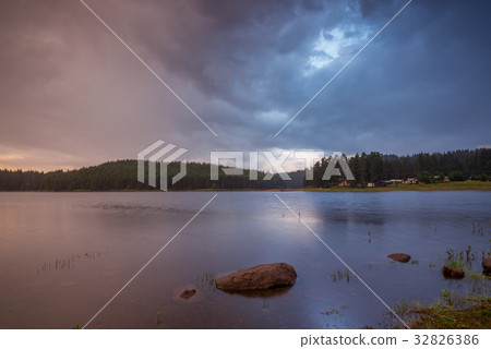 Lake sunrise view of Shiroka Polyana Lake sunrise view of Shiroka Polyana 32826386