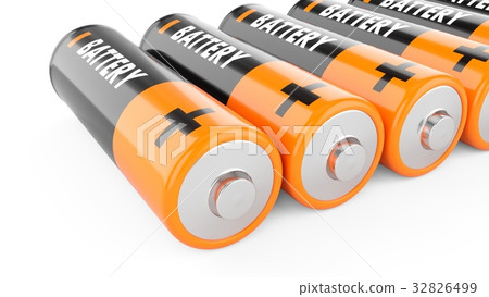 3D Rendering batteries on white background 32826499