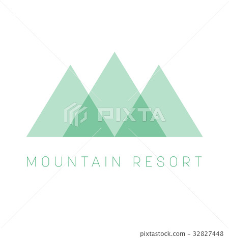 Mountain Resort logo template. Green triangle 32827448