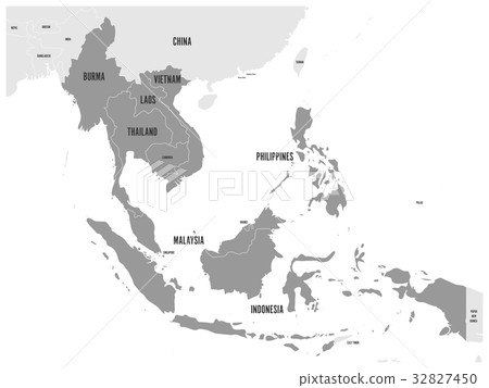 ASEAN Economic Community, AEC, map. Grey map with 32827450