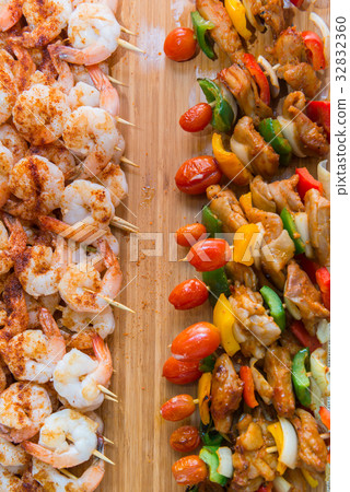 BBQ Pork on sticks and BBQ Shrimp Skewers BBQ Pork on sticks and BBQ Shrimp Skewers 32832360