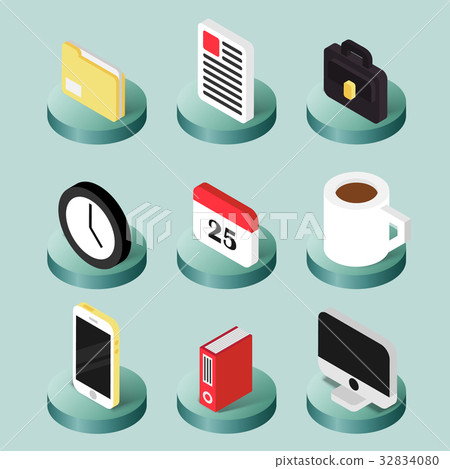 Office flat isometric icons 32834080