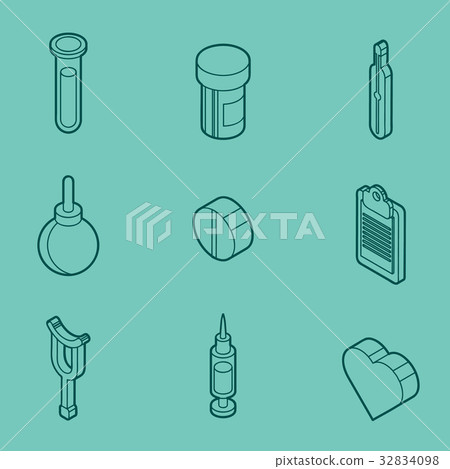 Medical outline isometric set 32834098