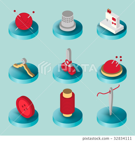 Sewing flat isometric icons - Stock Illustration [32834111] - PIXTA