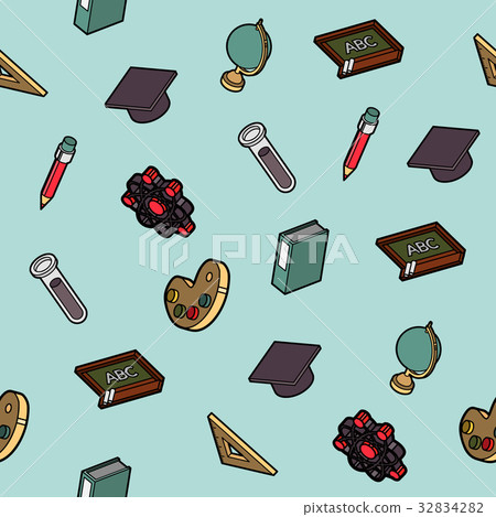 Education flat outline isometric pattern Education flat outline isometric pattern 32834282