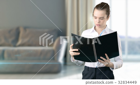 Young beautiful business woman and creative 32834449