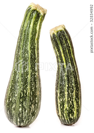 Two green zucchini isolated on white background 32834992