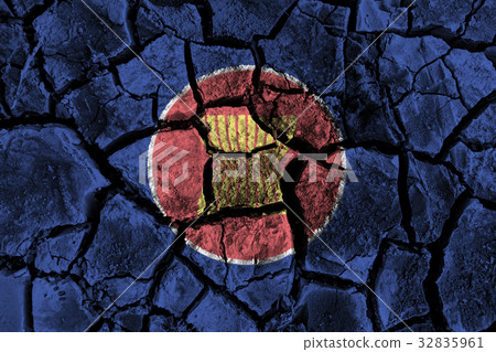 ASEAN flag painting on high detail cracked ground ASEAN flag painting on high detail cracked ground 32835961