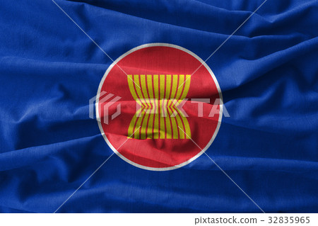 ASEAN flag painting on wave cotton fabrics  32835965