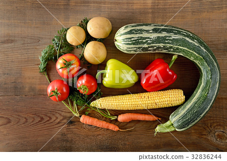 Healthy food background . vegetables on wooden Healthy food background . vegetables on wooden 32836244