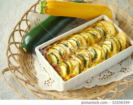 兩色西葫蘆和土豆,迷迭香果餡餅(水平高角度視圖) 兩色西葫蘆和土豆,迷迭香果餡餅(水平高角度視圖) 32836394