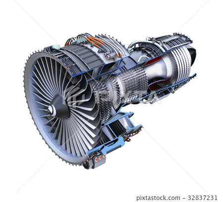 3D cut model image of turbofan engine 3D cut model image of turbofan engine 32837231
