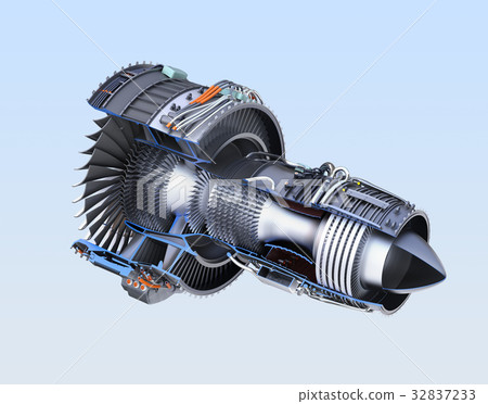 3D削減渦輪風扇引擎的模型圖像 3D削減渦輪風扇引擎的模型圖像 32837233