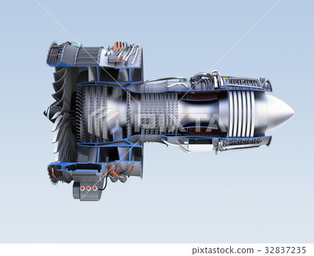 3D削減渦輪風扇引擎的模型圖像 3D削減渦輪風扇引擎的模型圖像 32837235