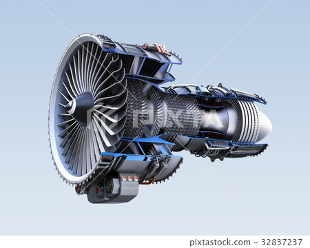 3D cut model image of turbofan engine 32837237