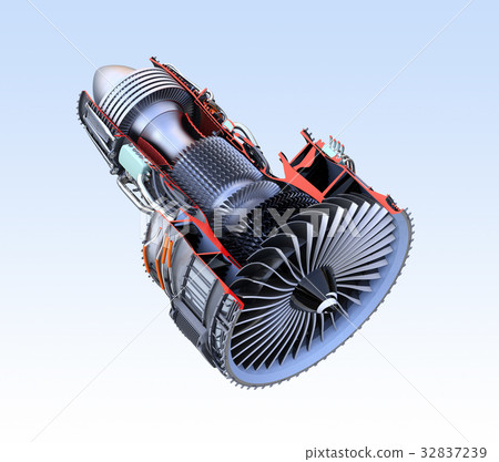 3D cut model image of turbofan engine 3D cut model image of turbofan engine 32837239