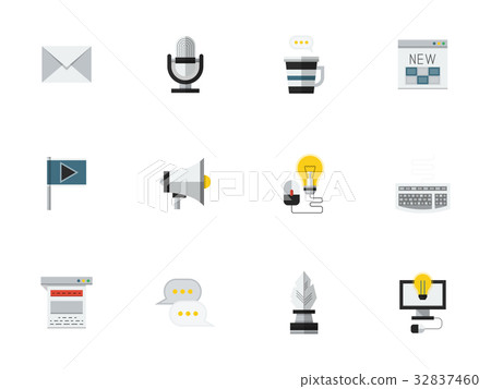 Social media flat color vector icons set - Stock Illustration [32837460 ...