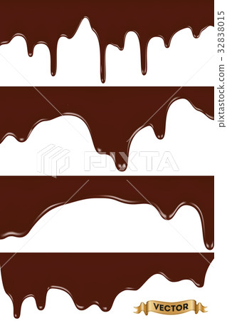 Realistic vector, set of melted chocolate dripping Realistic vector, set of melted chocolate dripping 32838015