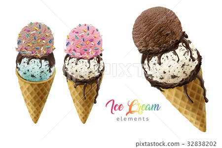 Colorful ice cream cones Colorful ice cream cones 32838202