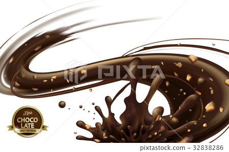 Flowing chocolate sauce with nuts Flowing chocolate sauce with nuts 32838286