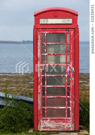 Old phone box UK landscape with old phone box Old phone box UK landscape with old phone box 32838431