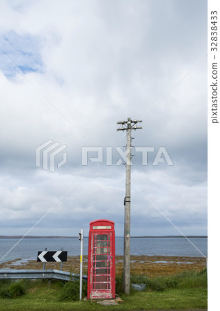 Old phone box UK landscape with old phone box 32838433