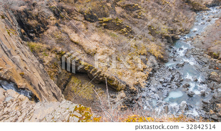 Beautiful famous waterfall in Iceland, winter season . 32842514