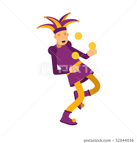 Medieval jester character juggling with balls 32844036