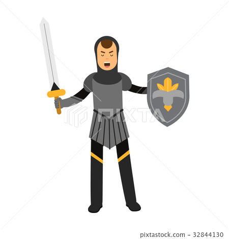 Medieval amed knight character standing with Medieval amed knight character standing with 32844130