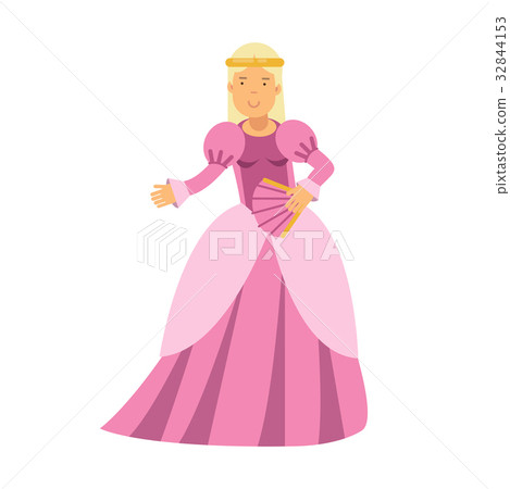 Beautiful blonde princess in a pink dress - Stock Illustration ...