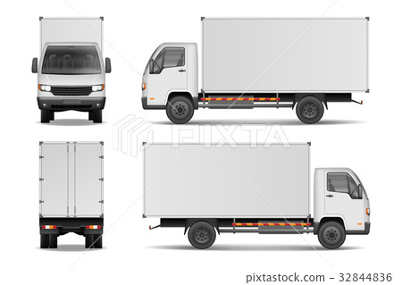 White realistic delivery cargo truck. Lorry for 32844836