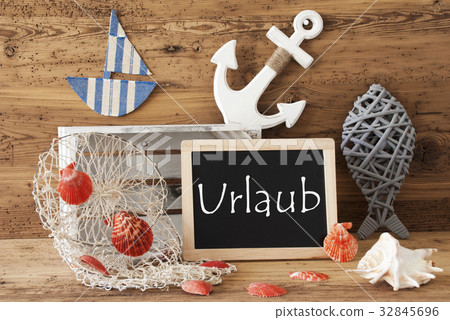 Chalkboard,Summer Decoration, Urlaub Means Holiday 32845696