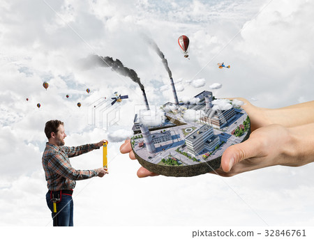 His new development project. Mixed media 32846761