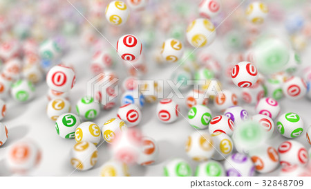 3d illustration of lottery balls stack 32848709
