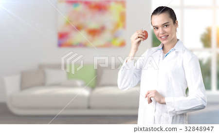 Beautiful medical woman doctor in uniform. Studio Beautiful medical woman doctor in uniform. Studio 32848947