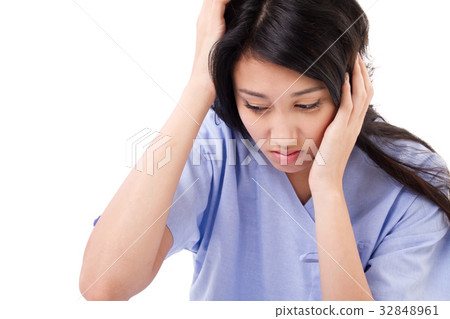 patient suffering from headache, stress patient suffering from headache, stress 32848961