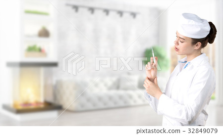 Beautiful medical woman doctor in uniform. Studio Beautiful medical woman doctor in uniform. Studio 32849079