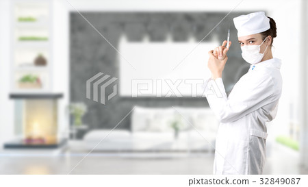 Beautiful medical woman doctor in uniform. Studio Beautiful medical woman doctor in uniform. Studio 32849087