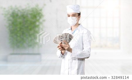 Beautiful medical woman doctor in uniform. Studio Beautiful medical woman doctor in uniform. Studio 32849114