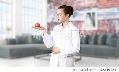 Beautiful medical woman doctor in uniform. Studio Beautiful medical woman doctor in uniform. Studio 32849123